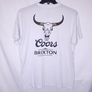 Brixton Coors Light T Shirt Mens XL White Tailored Fit Beer Bullhorns